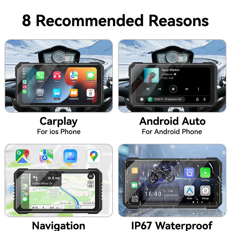 Motorcycle CarPlay screen installed on Motorcycle handlebars