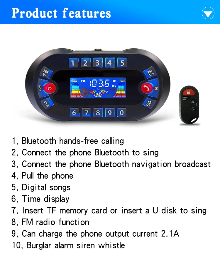 Motorcycle Bluetooth audio system with LCD monitor and remote sherco 05 kid用