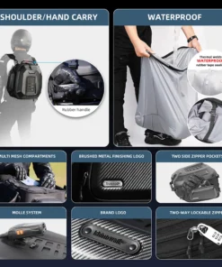 Rhinowalk Motorcycle Back Seat Bag Bag 23L-35L Expandable Waterproof Inner Bag EVA Hardshell Backpack Tail Luggage Rider Case